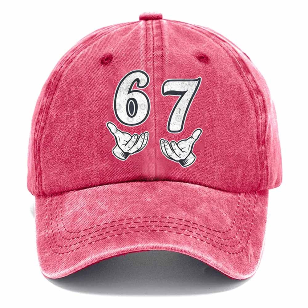 “6–7 Hands Up” Meme Dad Hat – Vintage Washed Trendy Baseball Cap