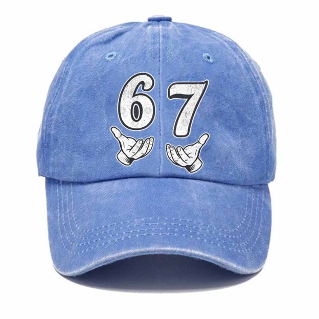 “6–7 Hands Up” Meme Dad Hat – Vintage Washed Trendy Baseball Cap