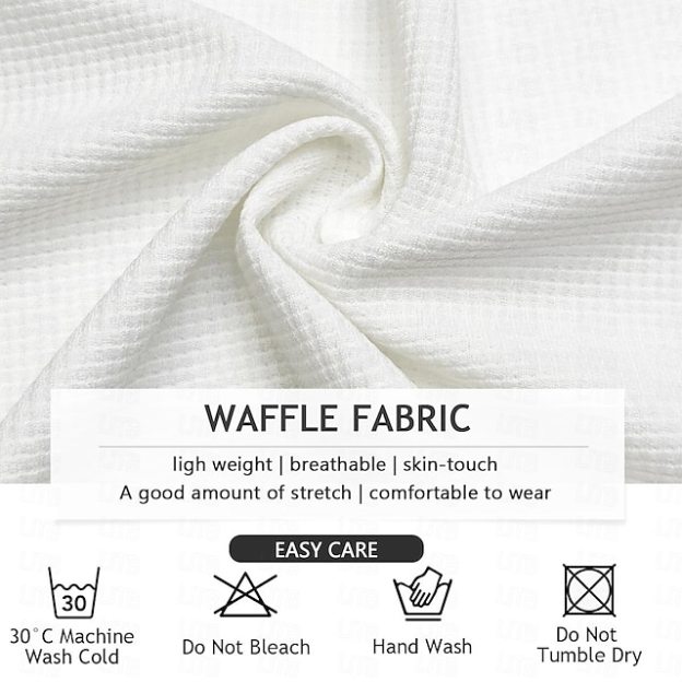 Men's Horizontal Stripes Waffle Polo Shirts Textured Long Sleeve Polo Shirts