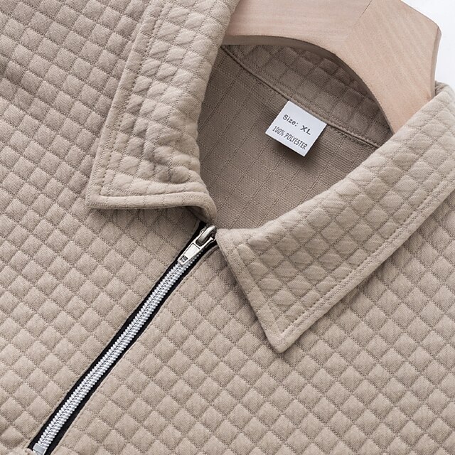 Men's Polo T-shirt Suits Tracksuit Shorts and T Shirt Set Short Sleeve Short Sleeves Turndown Summer Color Block Gymnatics Casual Jacquard Zipper 2 Piece Casual Vacation Daily Wear Black White khaki