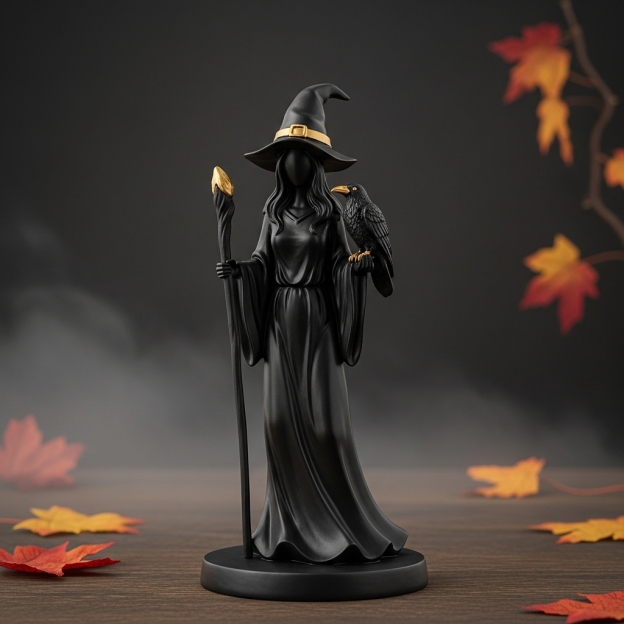 🔥Halloween Pre-sale🎃 Black Gold Staff Witch Sculpture