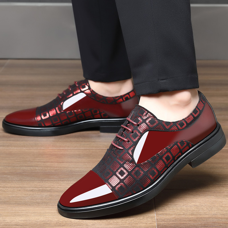 Men's spring and autumn business dress bright soft sole trend casual leather shoes