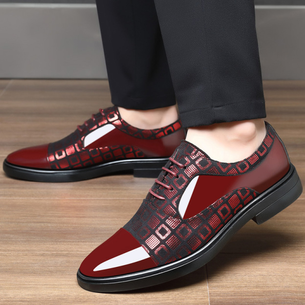 Men's spring and autumn business dress bright soft sole trend casual leather shoes