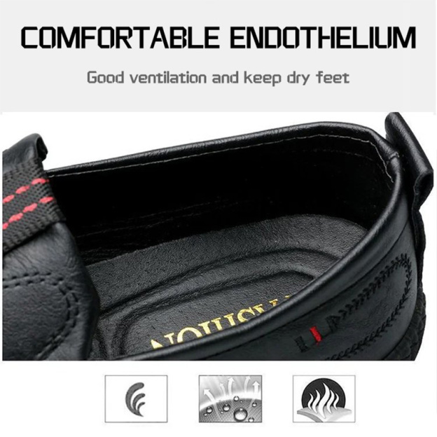 2025 new men's soft bean shoes business casual men's leather shoes a slip-on