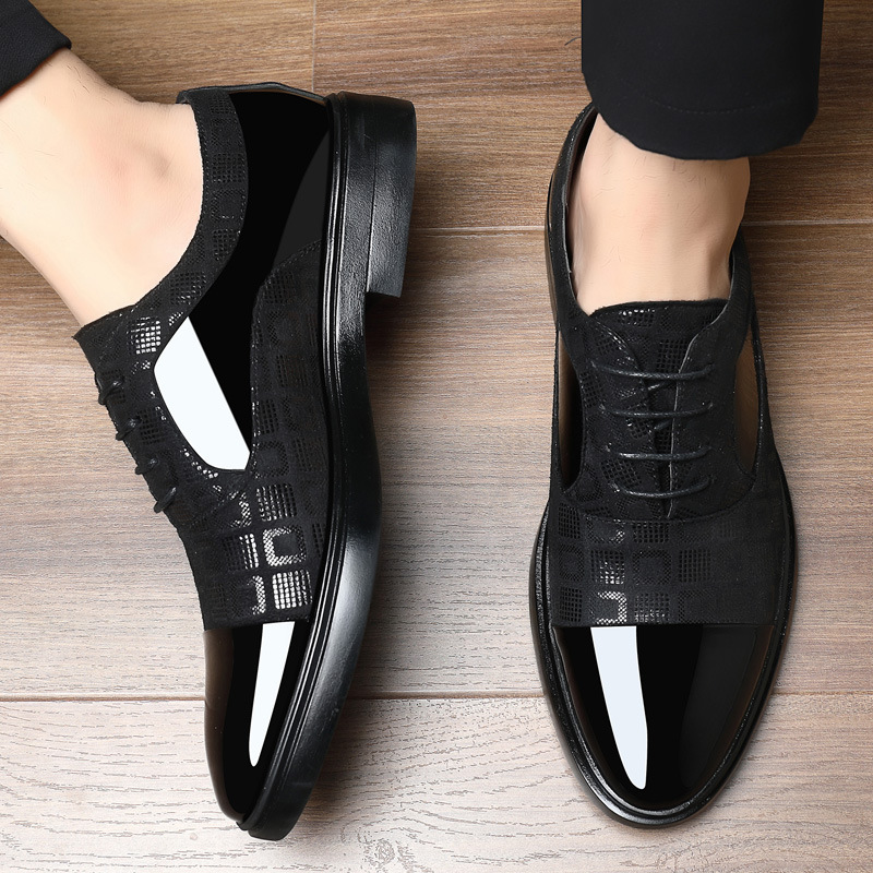 Men's spring and autumn business dress bright soft sole trend casual leather shoes