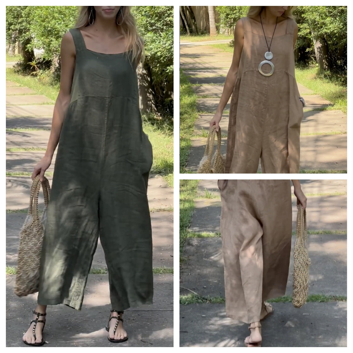 2025 new women's cotton and linen casual overalls