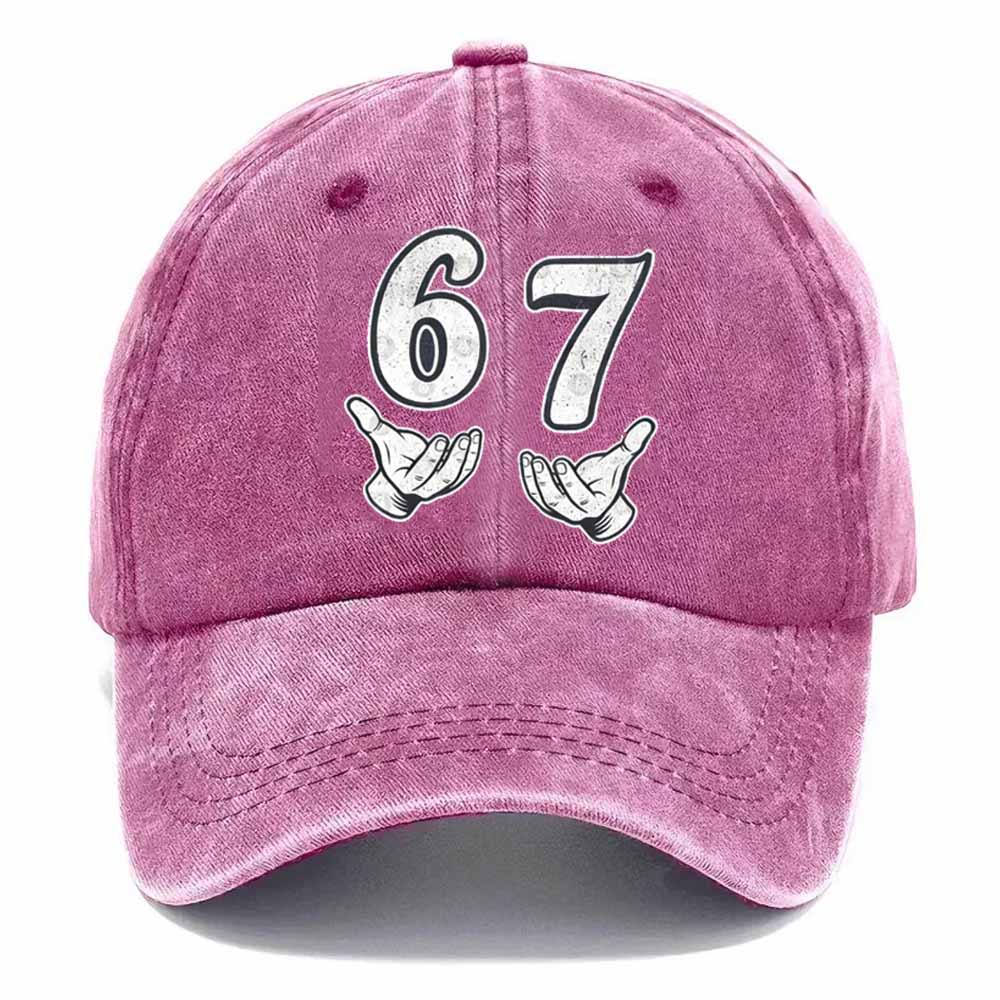 “6–7 Hands Up” Meme Dad Hat – Vintage Washed Trendy Baseball Cap