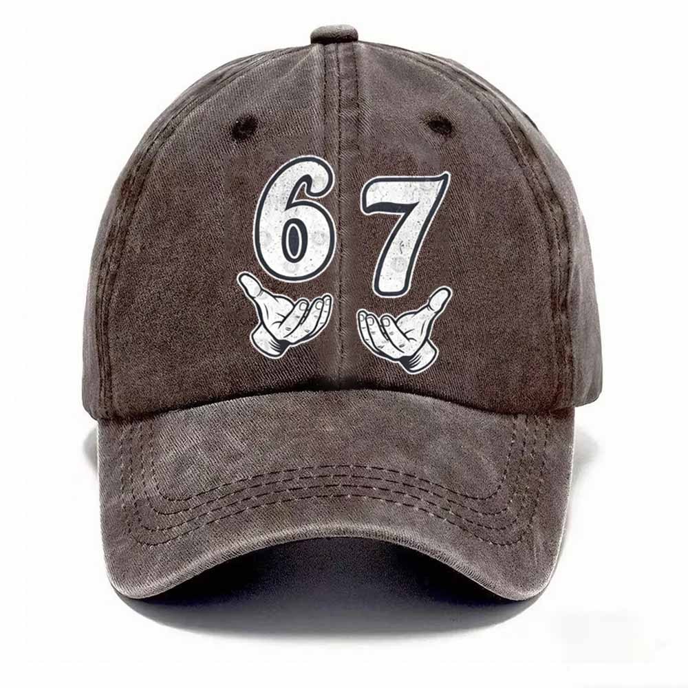 “6–7 Hands Up” Meme Dad Hat – Vintage Washed Trendy Baseball Cap