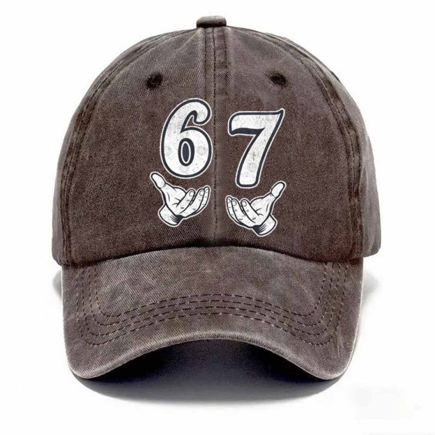“6–7 Hands Up” Meme Dad Hat – Vintage Washed Trendy Baseball Cap