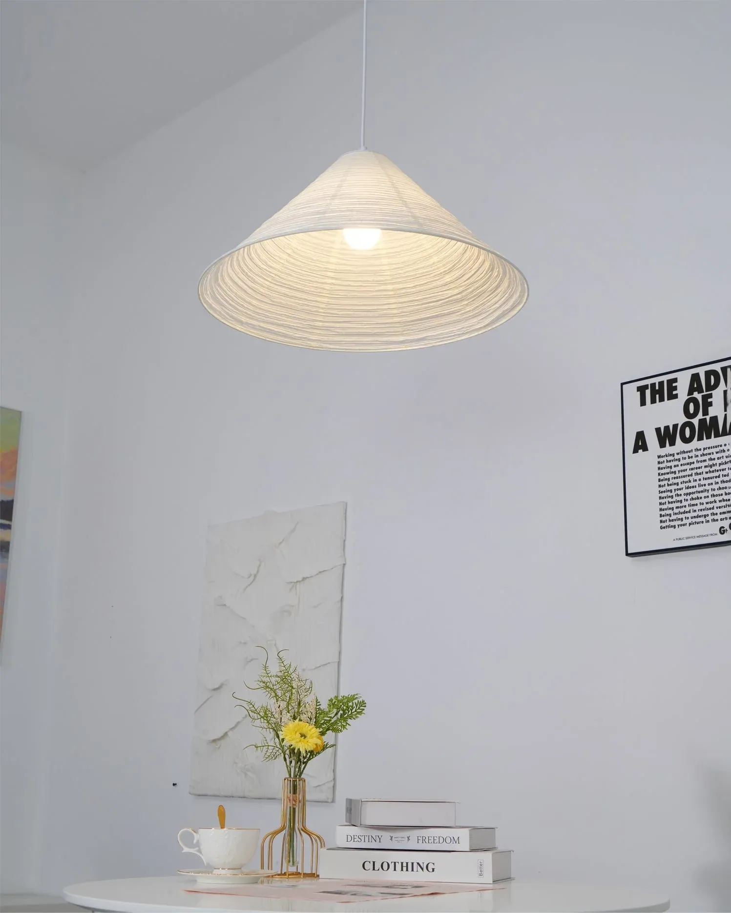 Washi Paper Pyramid Pendant Lamp