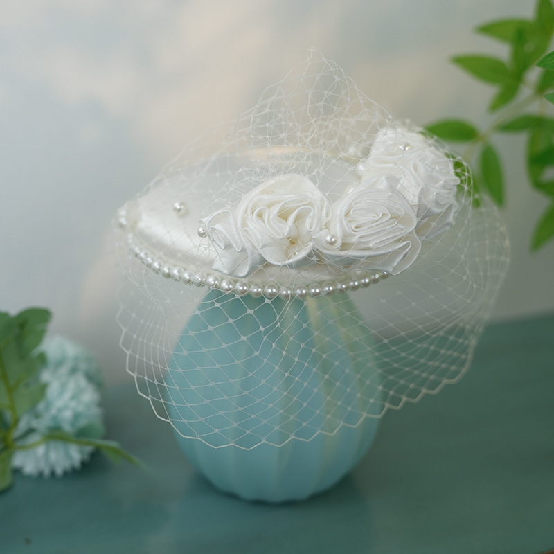 Women's French White Mesh Top Hat