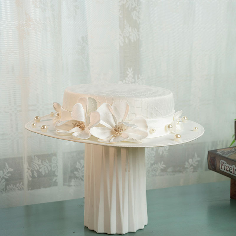Women's Elegant Banquet White Top Hat