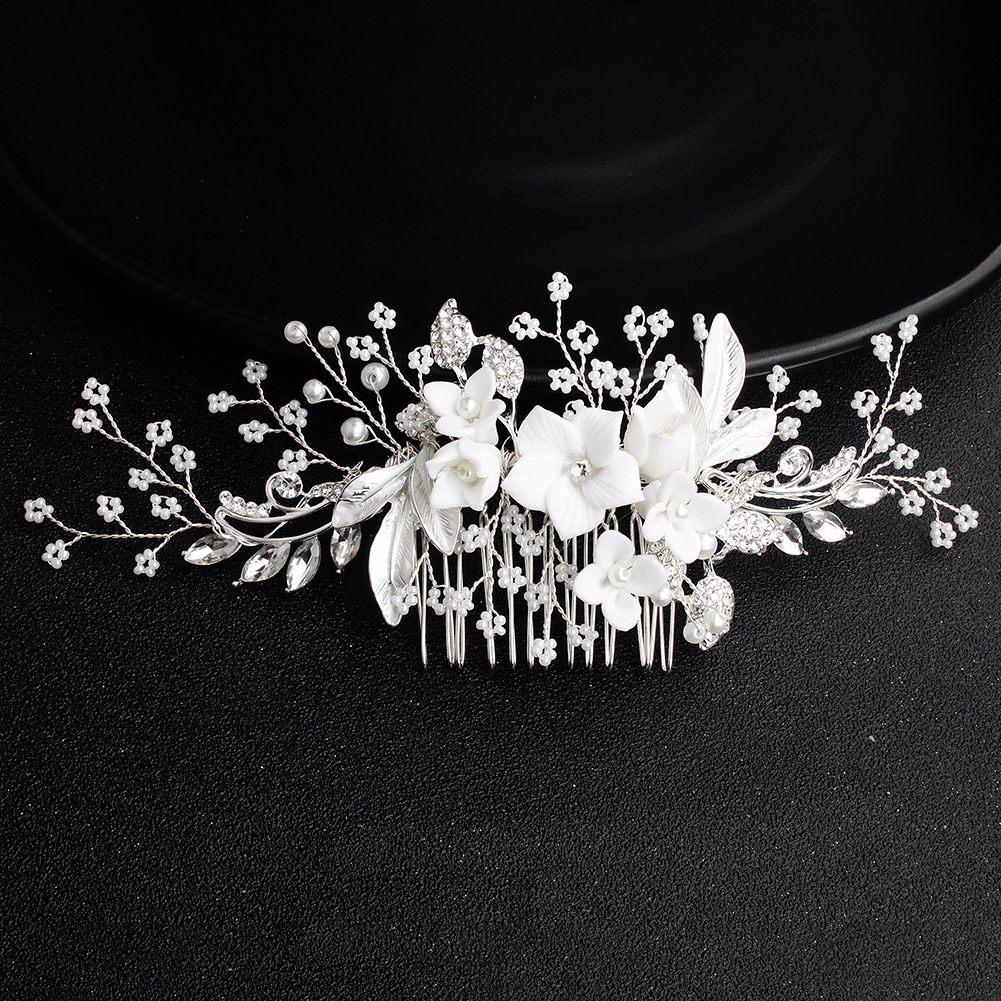 Handmade Ceramic Flower Comb Bridal Wedding Headdress