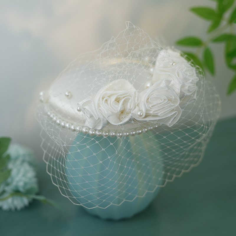 Women's French White Mesh Top Hat