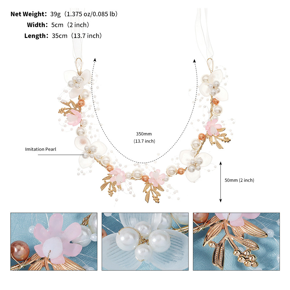 Retro Hand-Beaded Braided Hair Bridal Pearl Headband