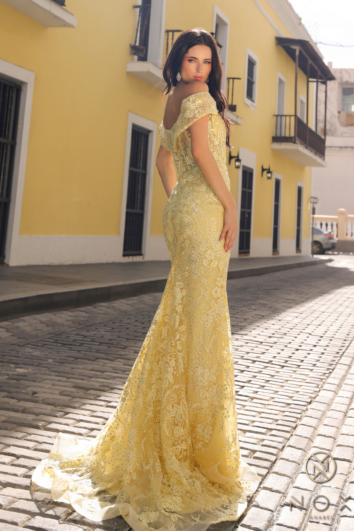 Sexy Mermaid Off The Shoulder Lace Slit Gown #C1455