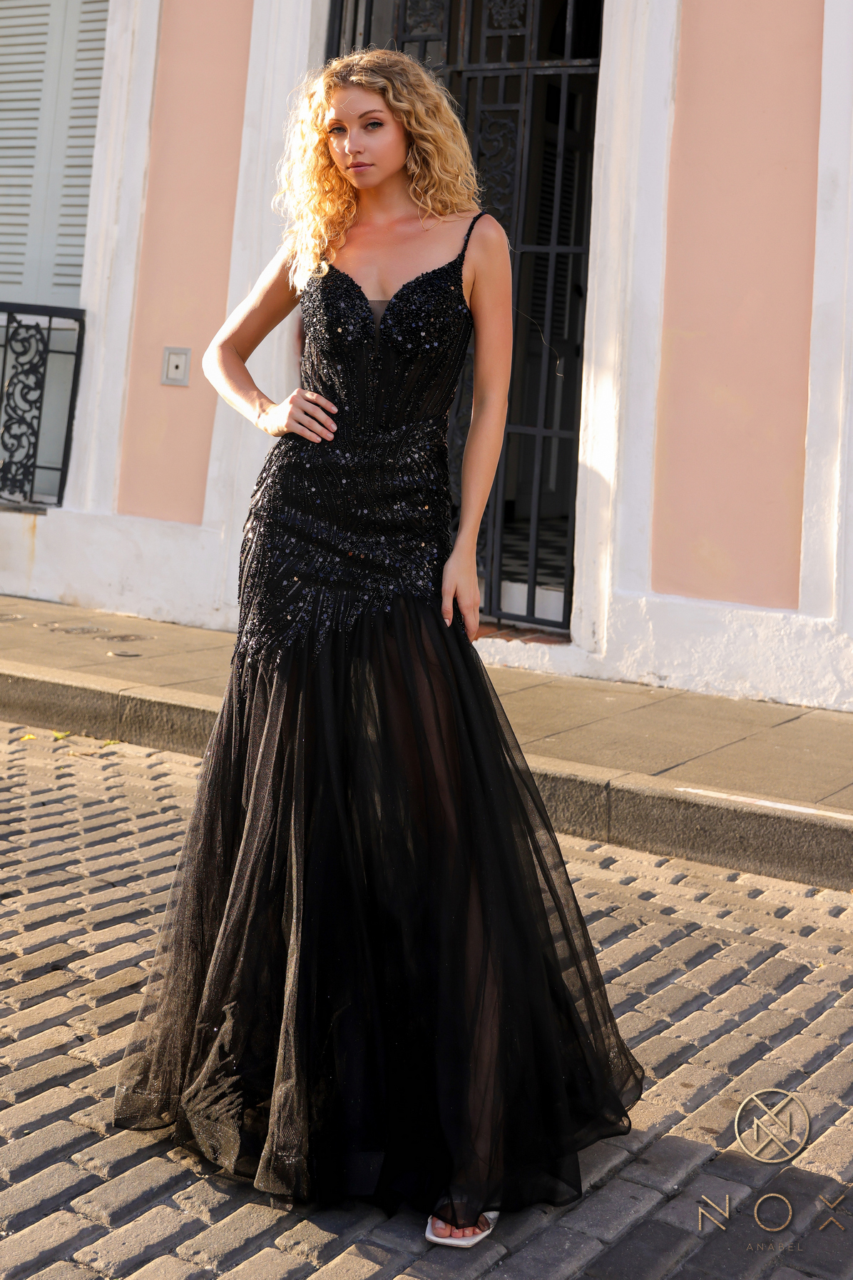 Mermaid Spaghetti Straps Illusion Bodice Gown #F1467