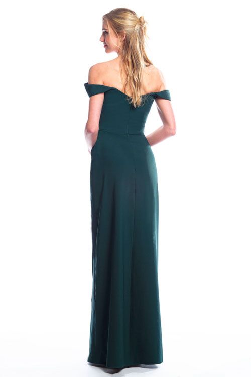 BARI JAY STYLE 2077 Off The Shoulder Bridesmaid Dress with pleated skirt