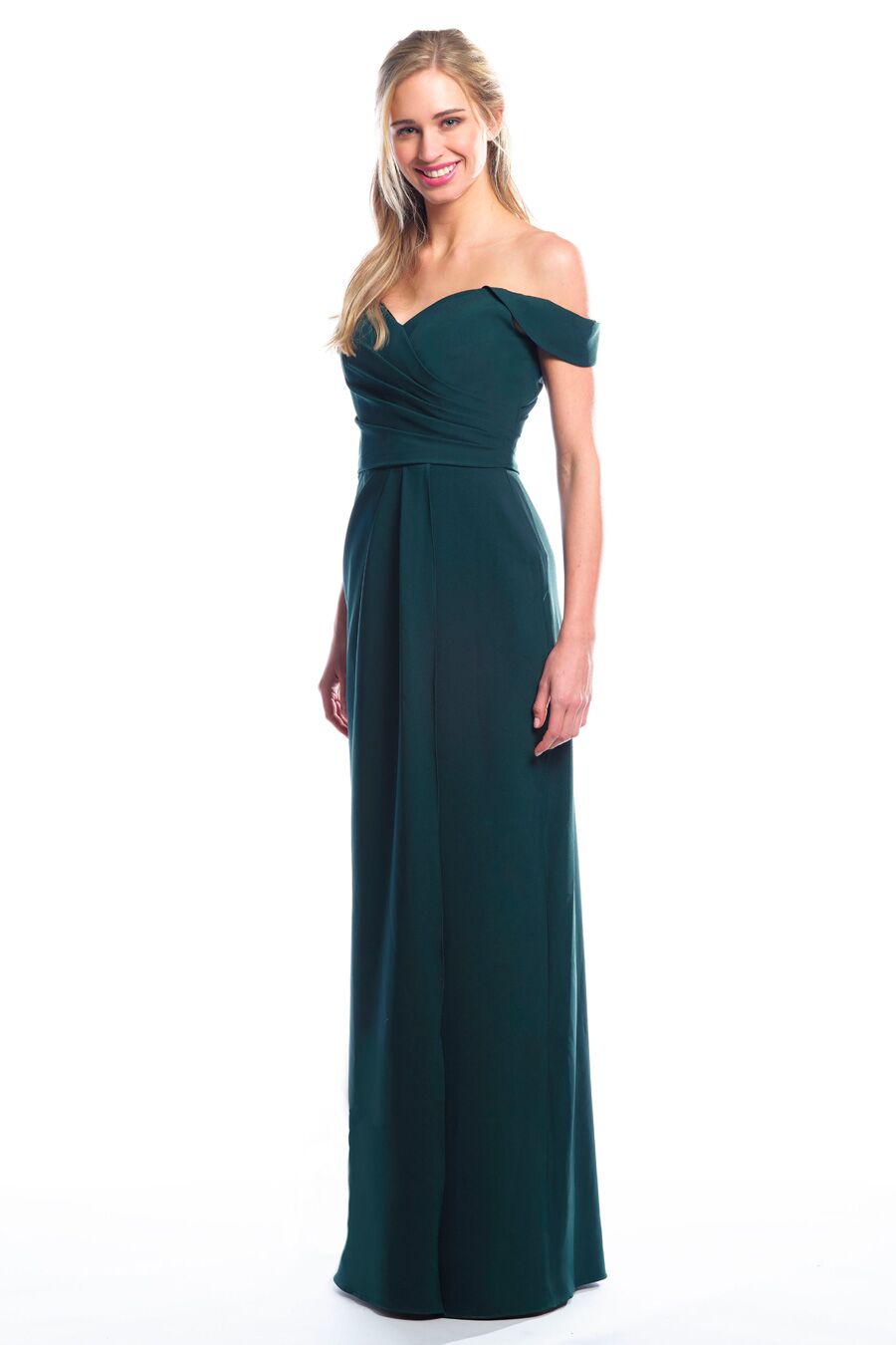 BARI JAY STYLE 2077 Off The Shoulder Bridesmaid Dress with pleated skirt