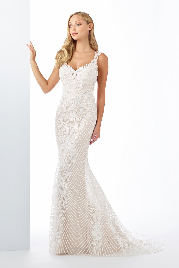Fit and Flare V-Neck Lace Straps Wedding Dress #119120