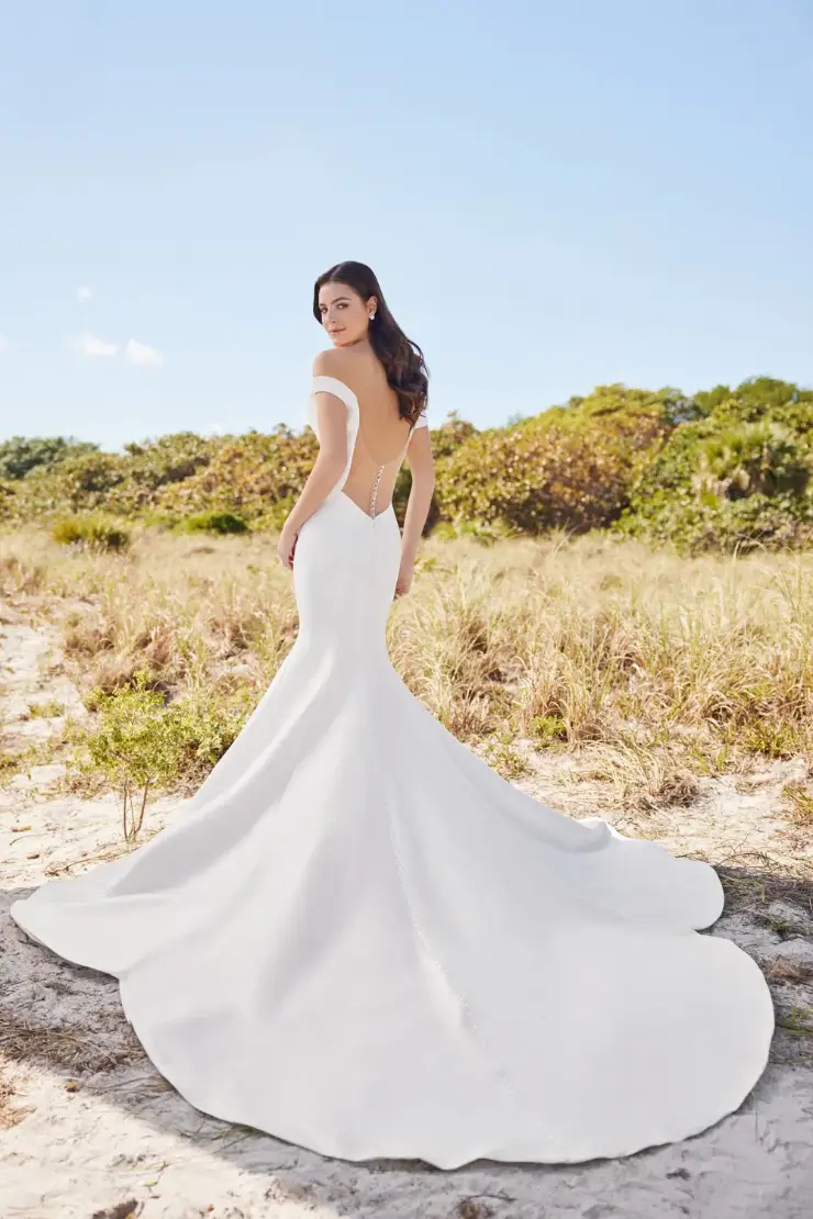 MARTIN THORNBURG 122234 Alluring Fit and Flare Off-the-Shoulder Wedding Dress