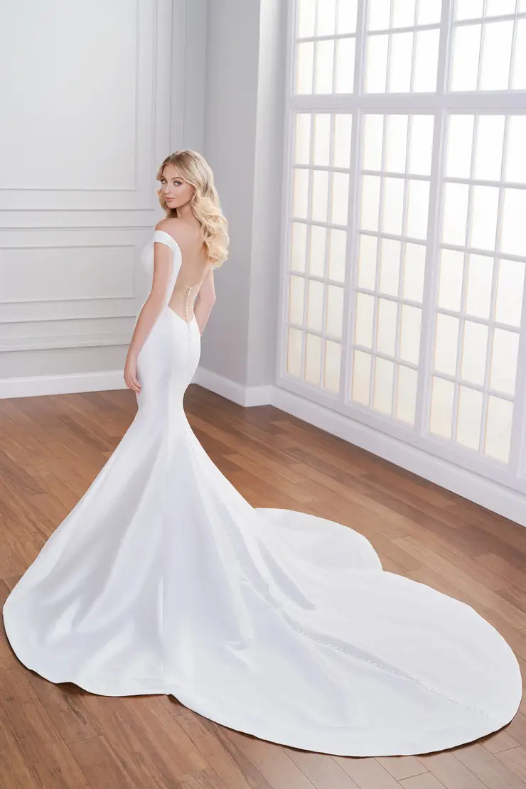 MARTIN THORNBURG 122234 Alluring Fit and Flare Off-the-Shoulder Wedding Dress