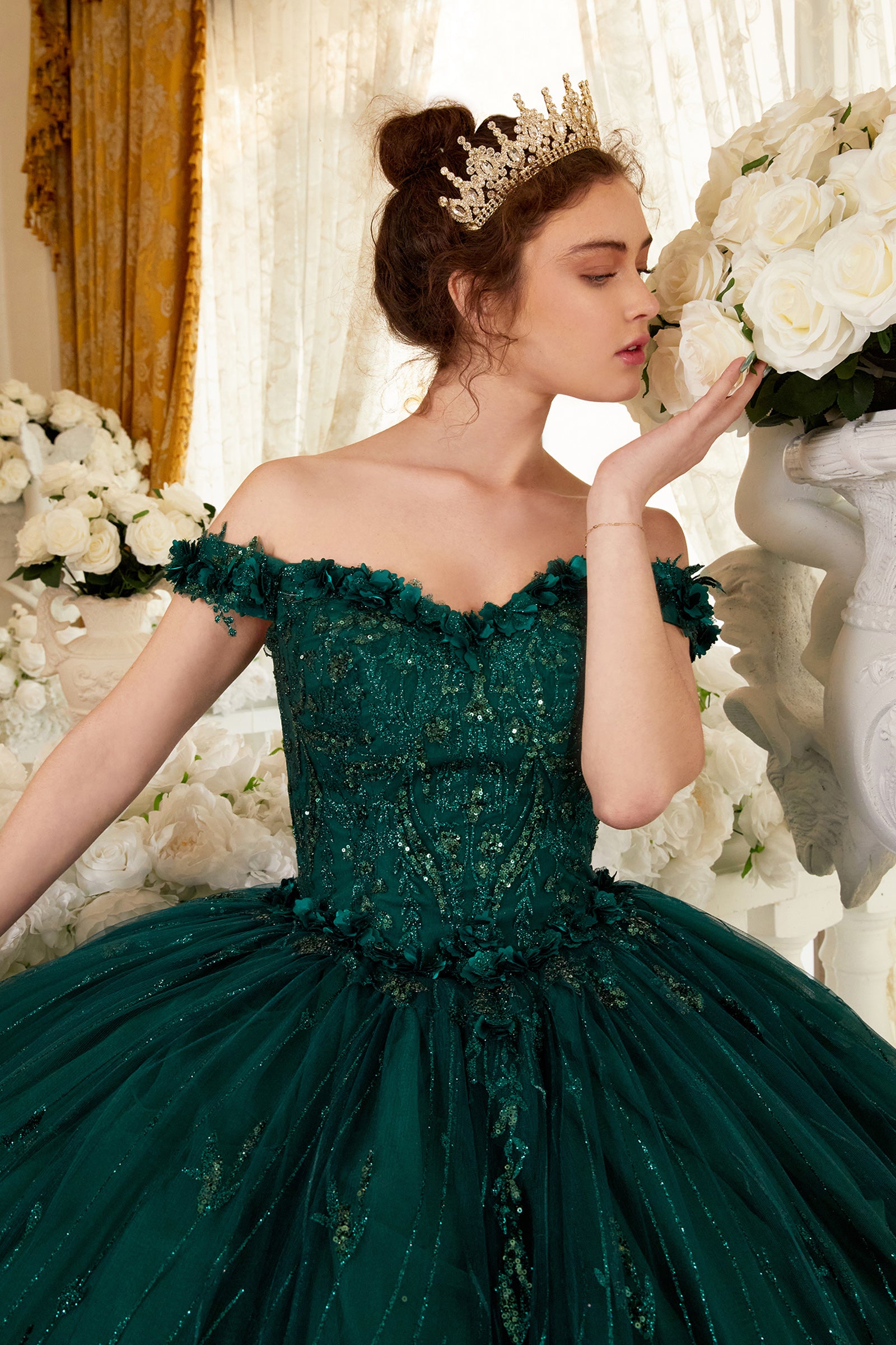 Off The Shoulder Quinceanera Floral Ball Gown #15704