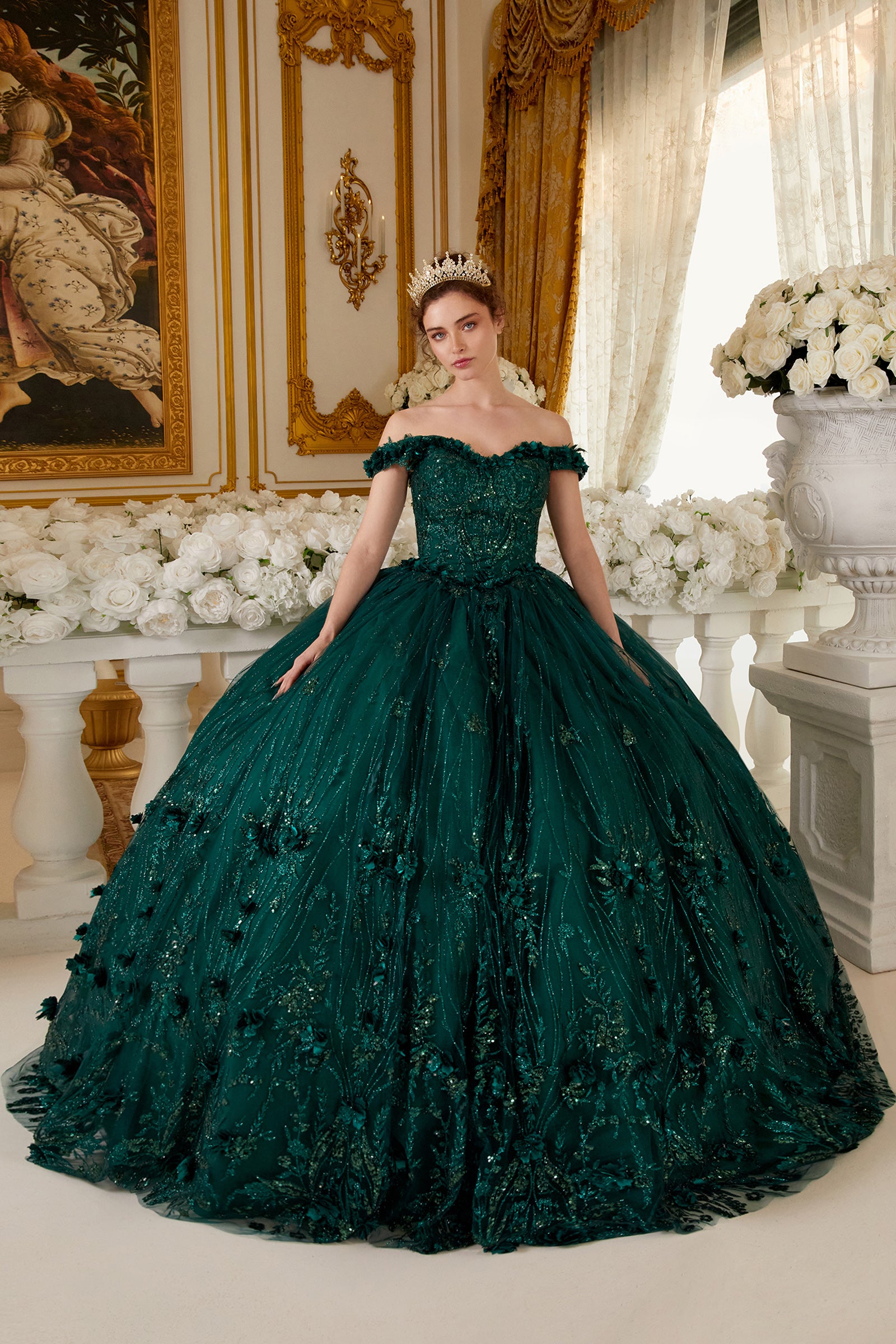 Off The Shoulder Quinceanera Floral Ball Gown #15704