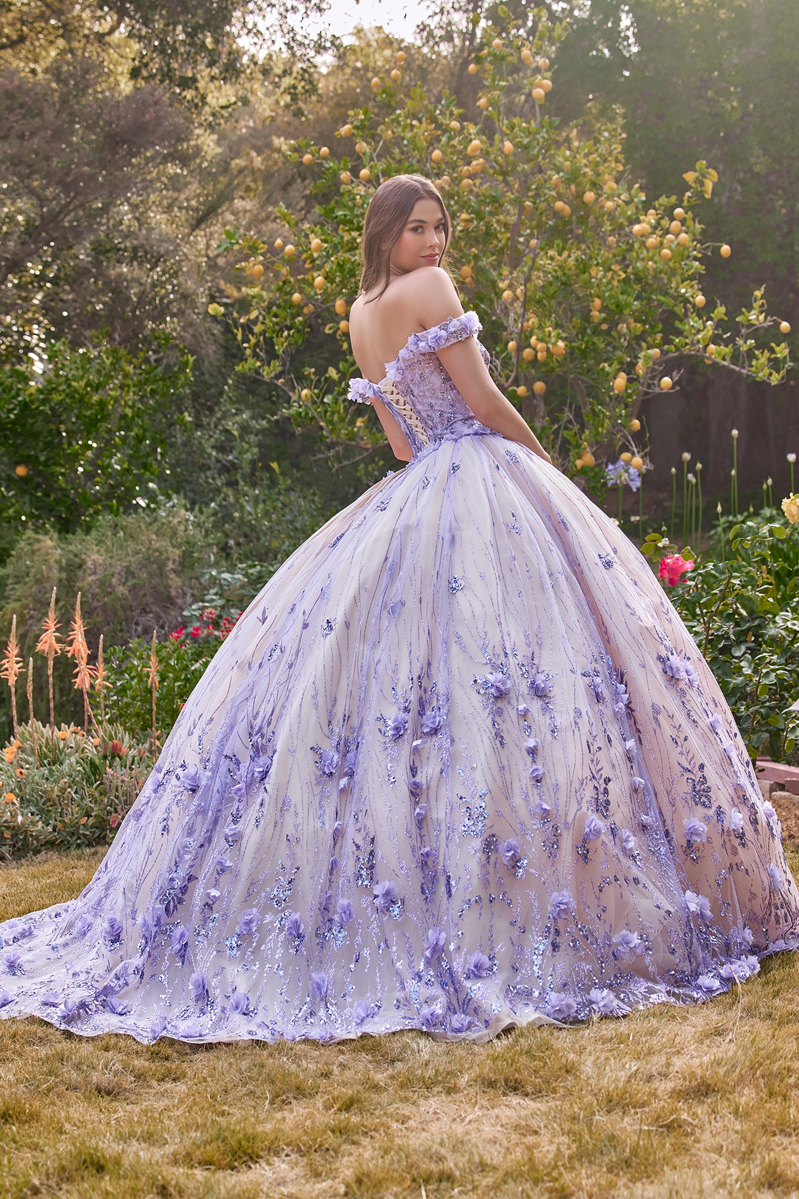 Off The Shoulder Quinceanera Floral Ball Gown #15704