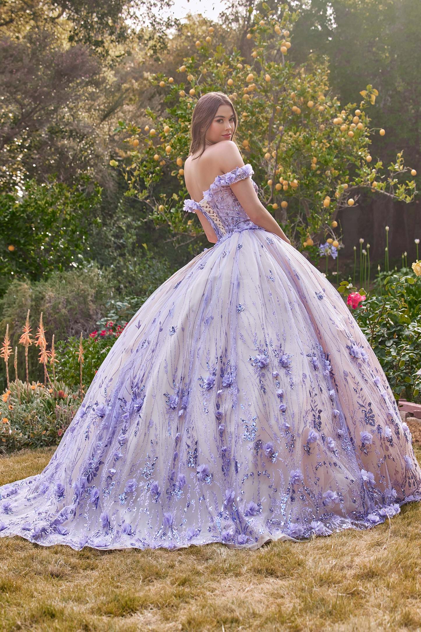 Off The Shoulder Quinceanera Floral Ball Gown #15704