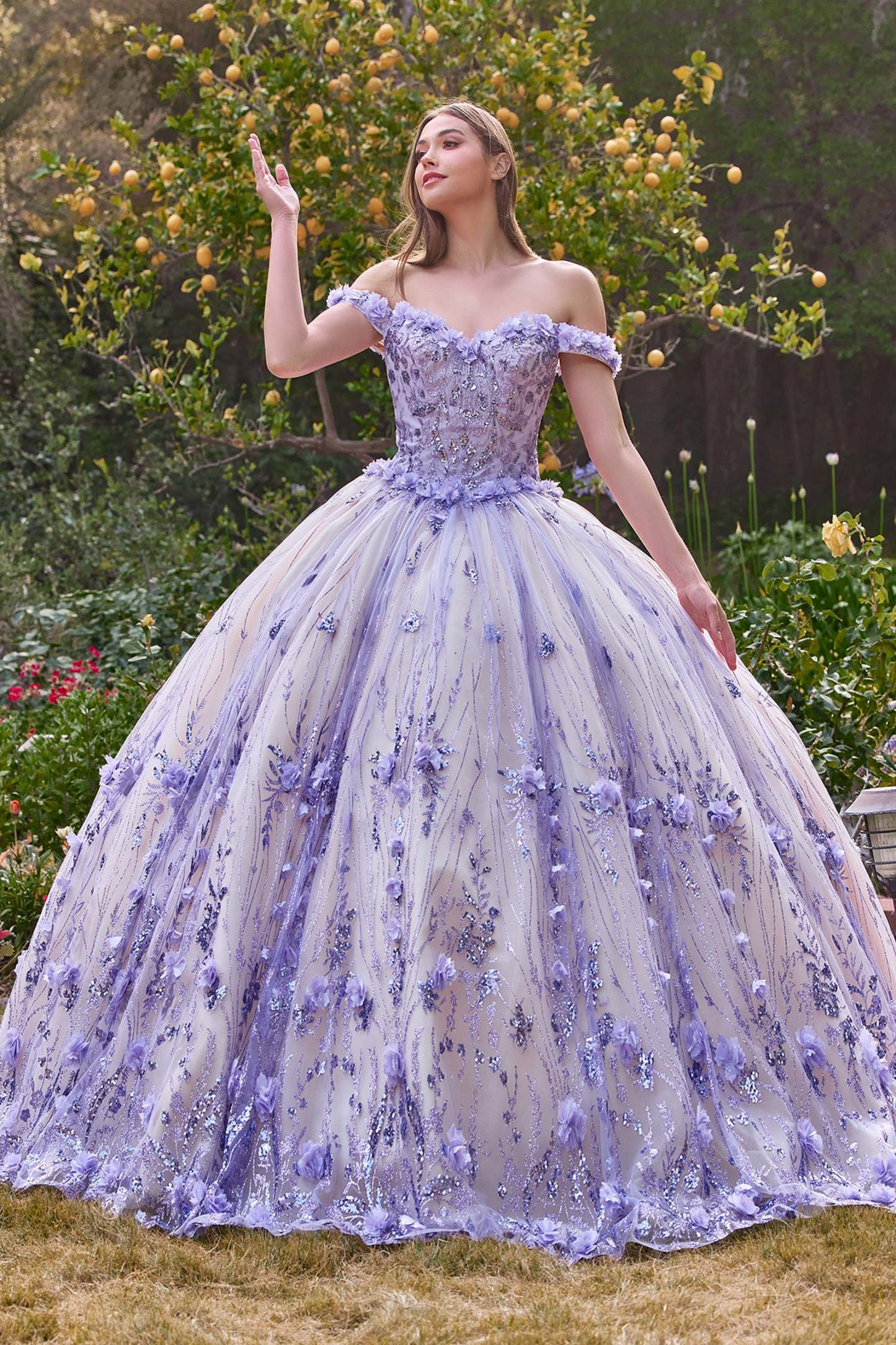 Off The Shoulder Quinceanera Floral Ball Gown #15704