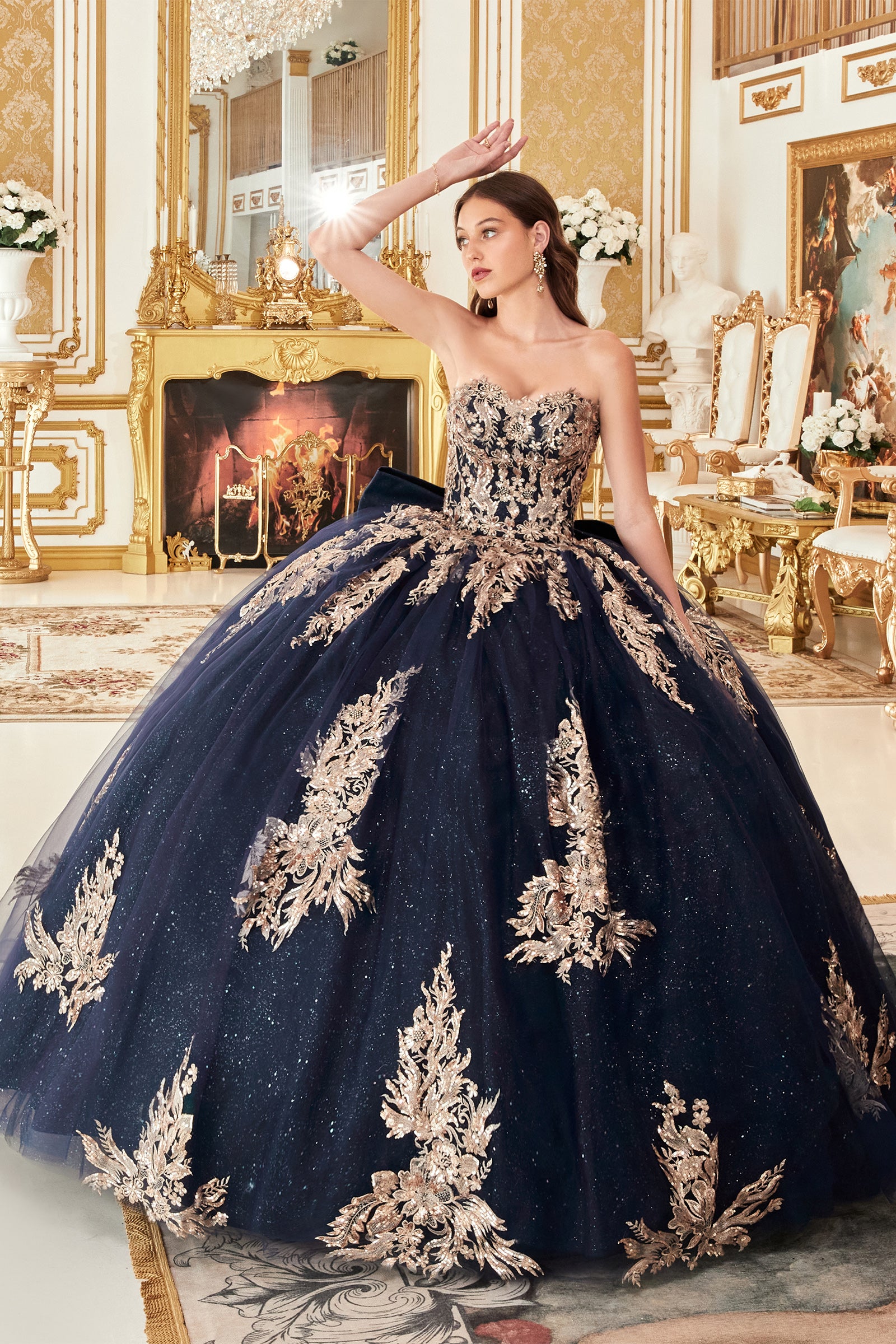 Strapless Layered Quinceanera Ball Gown With Bow Detail #15715