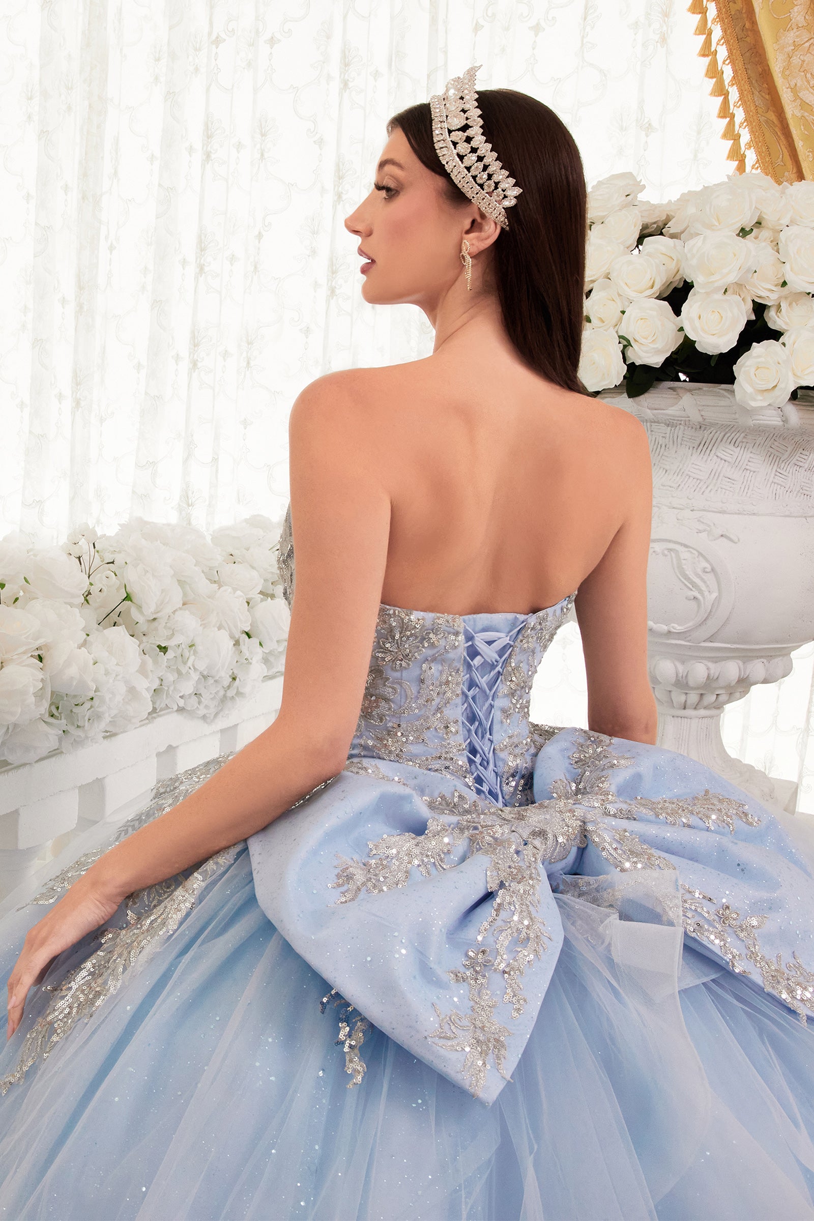 Strapless Layered Quinceanera Ball Gown With Bow Detail #15715
