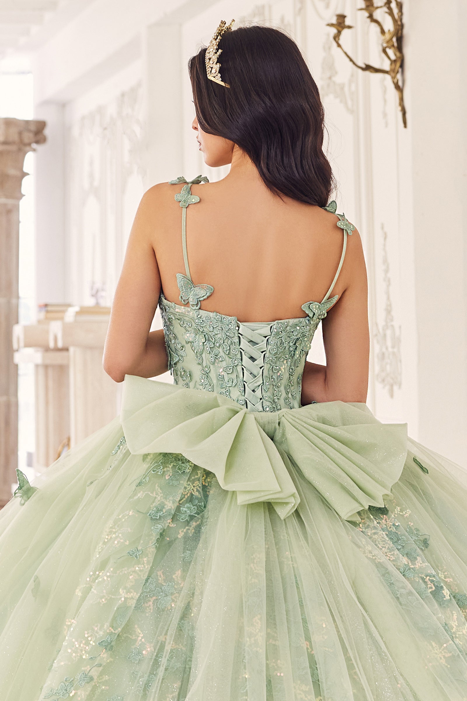Sage Layered Tulle Quinceanera Ball Gown #15718