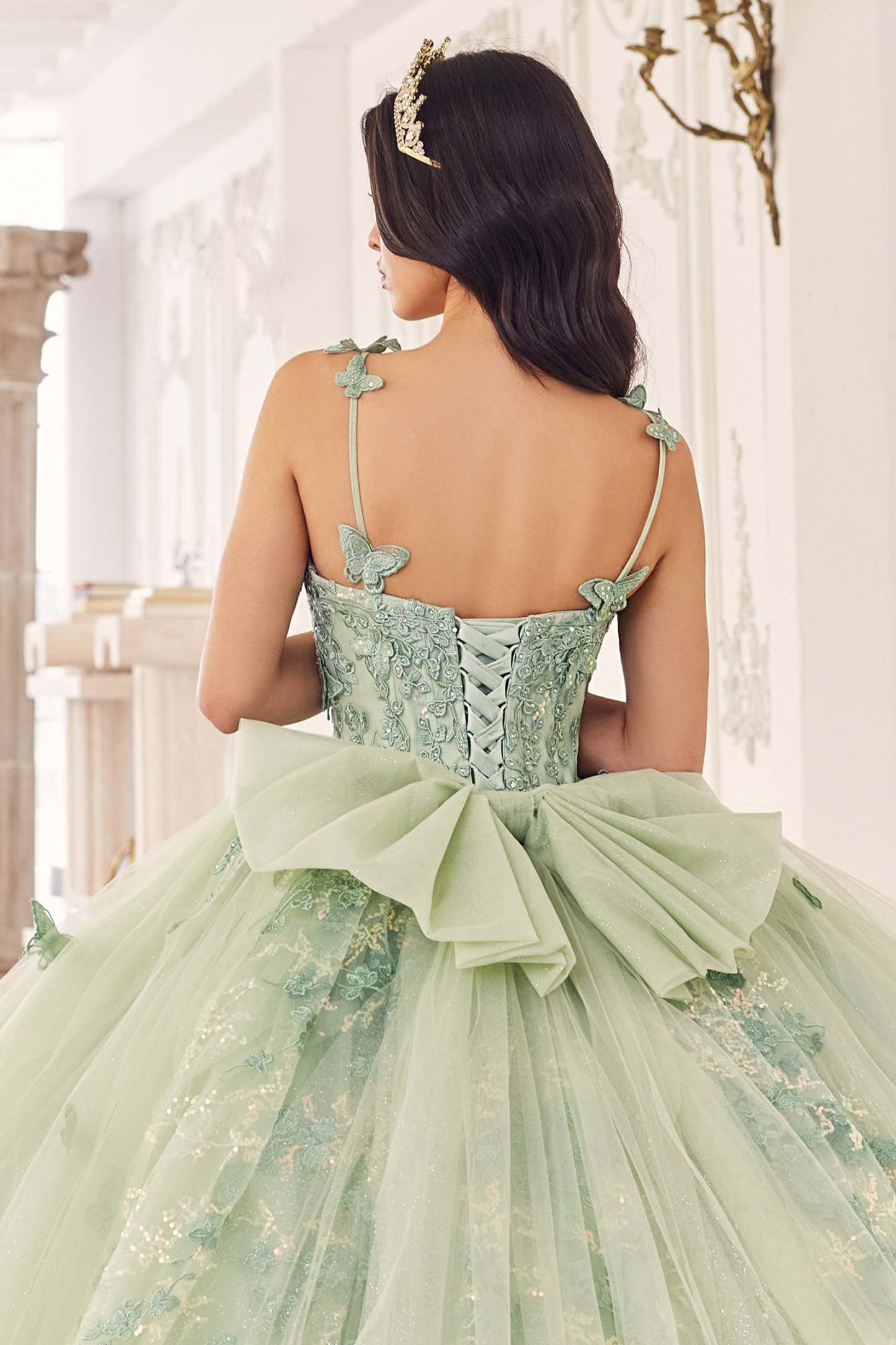 Sage Layered Tulle Quinceanera Ball Gown #15718