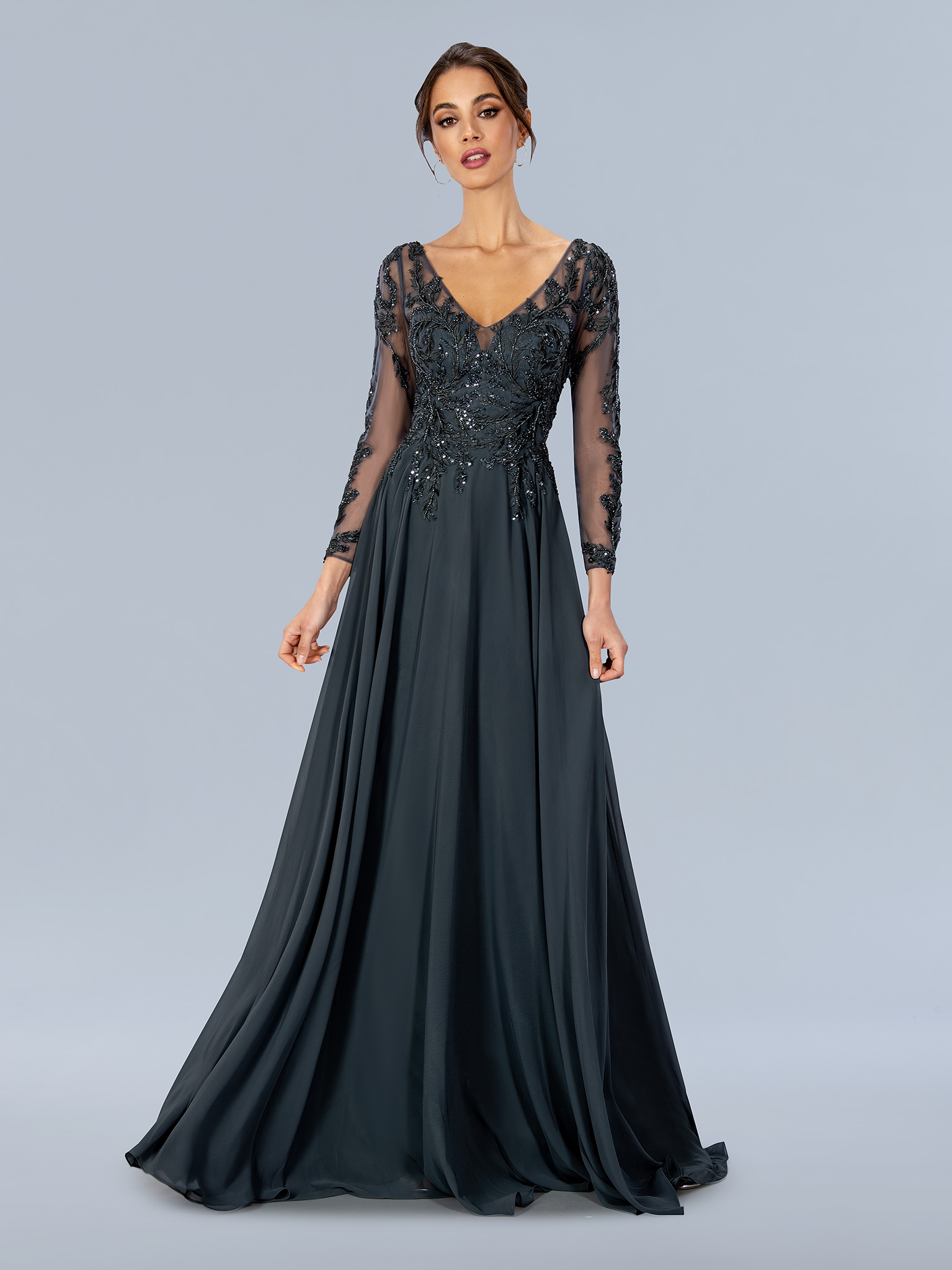 long sleeve A-Line flower lace  mother of the bride  #24308