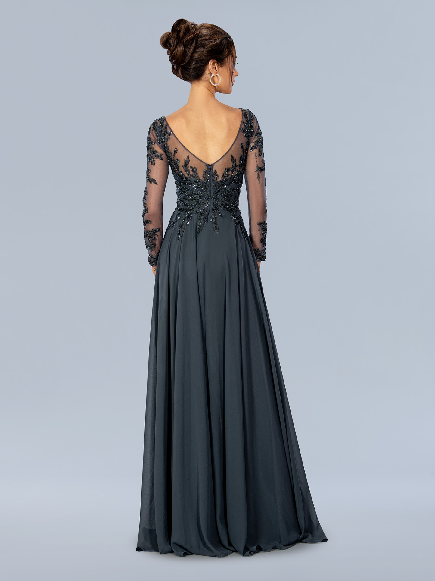 long sleeve A-Line flower lace mother of the bride #24308