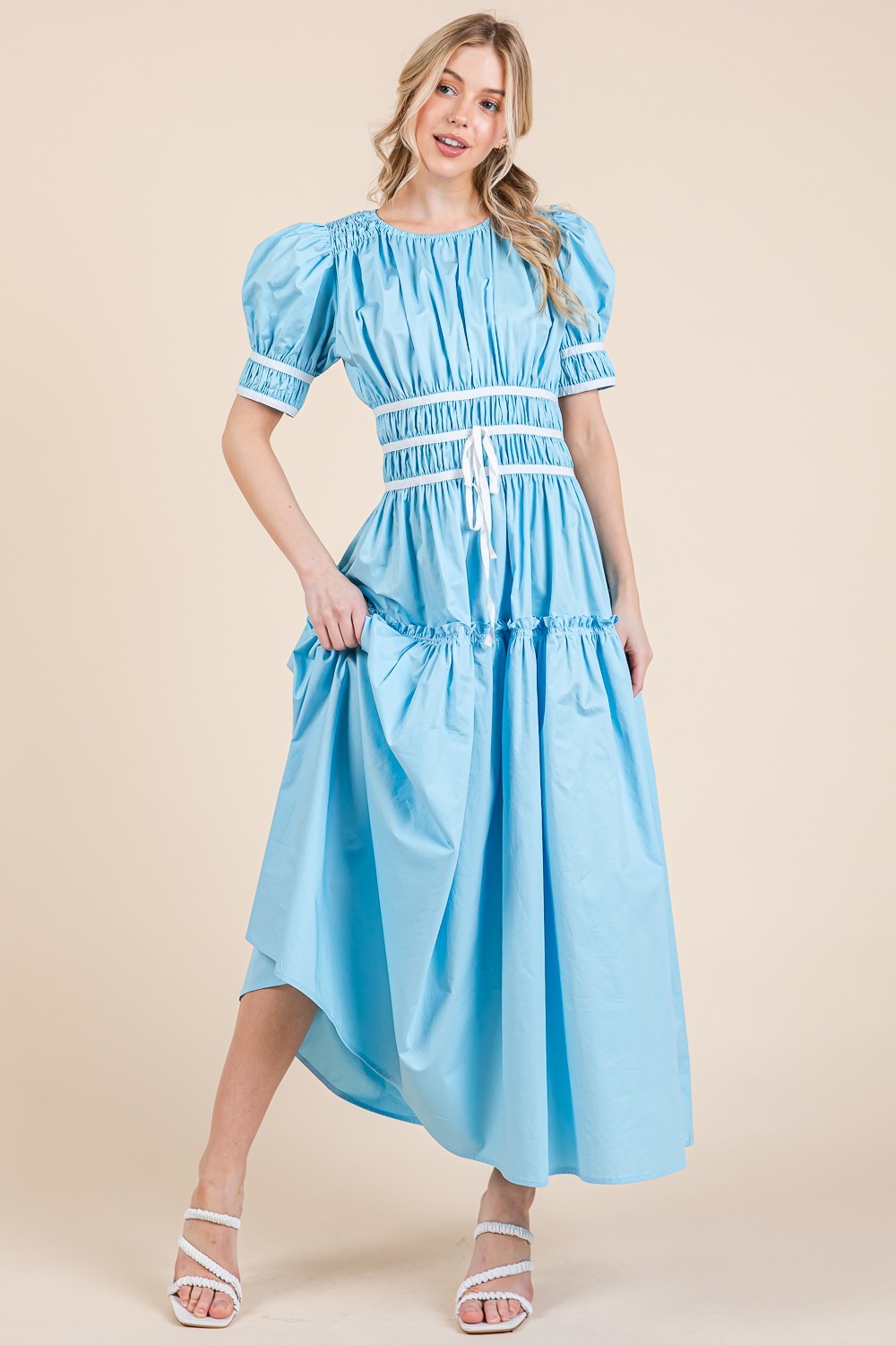 Piping Fit & Flare Maxi Dress (MD51608)