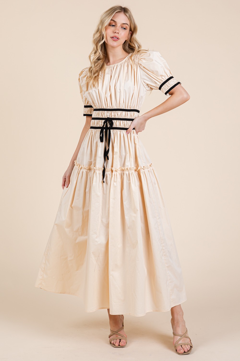 Piping Fit & Flare Maxi Dress (MD51608)