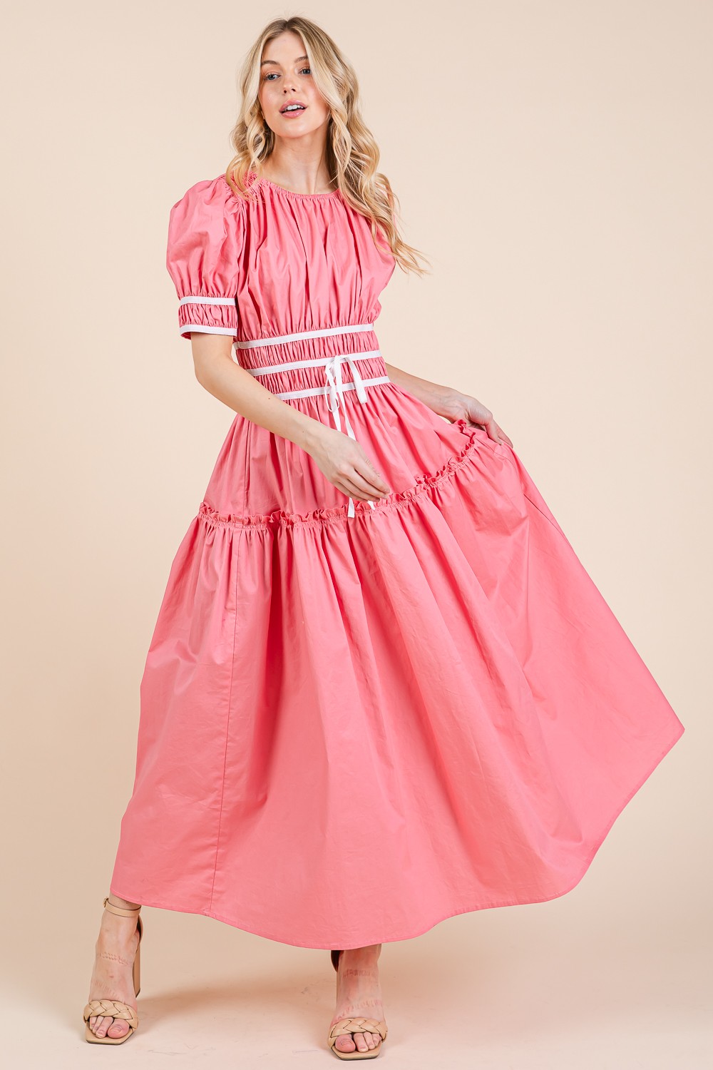 Piping Fit & Flare Maxi Dress (MD51608)