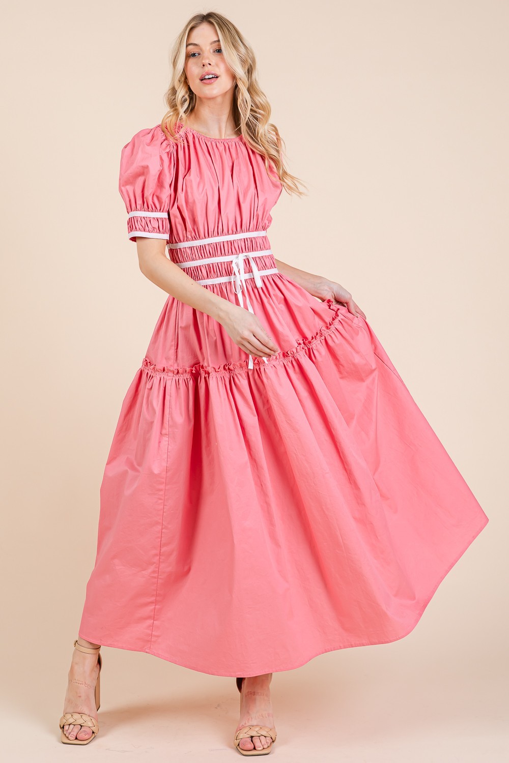 Piping Fit & Flare Maxi Dress (MD51608)