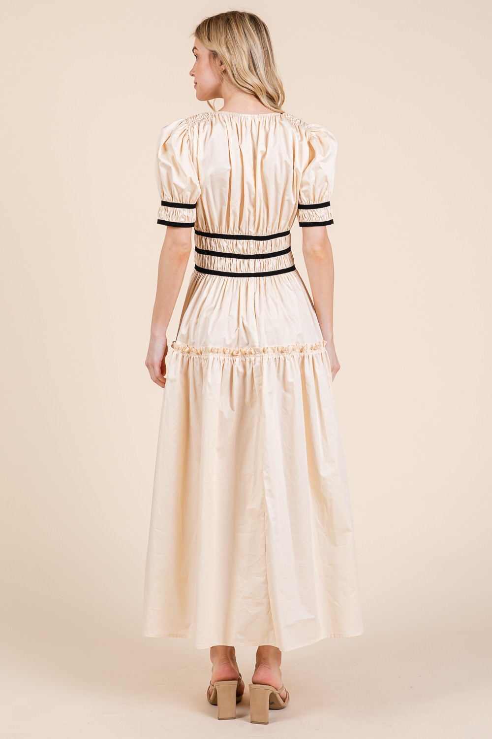 Piping Fit & Flare Maxi Dress (MD51608)