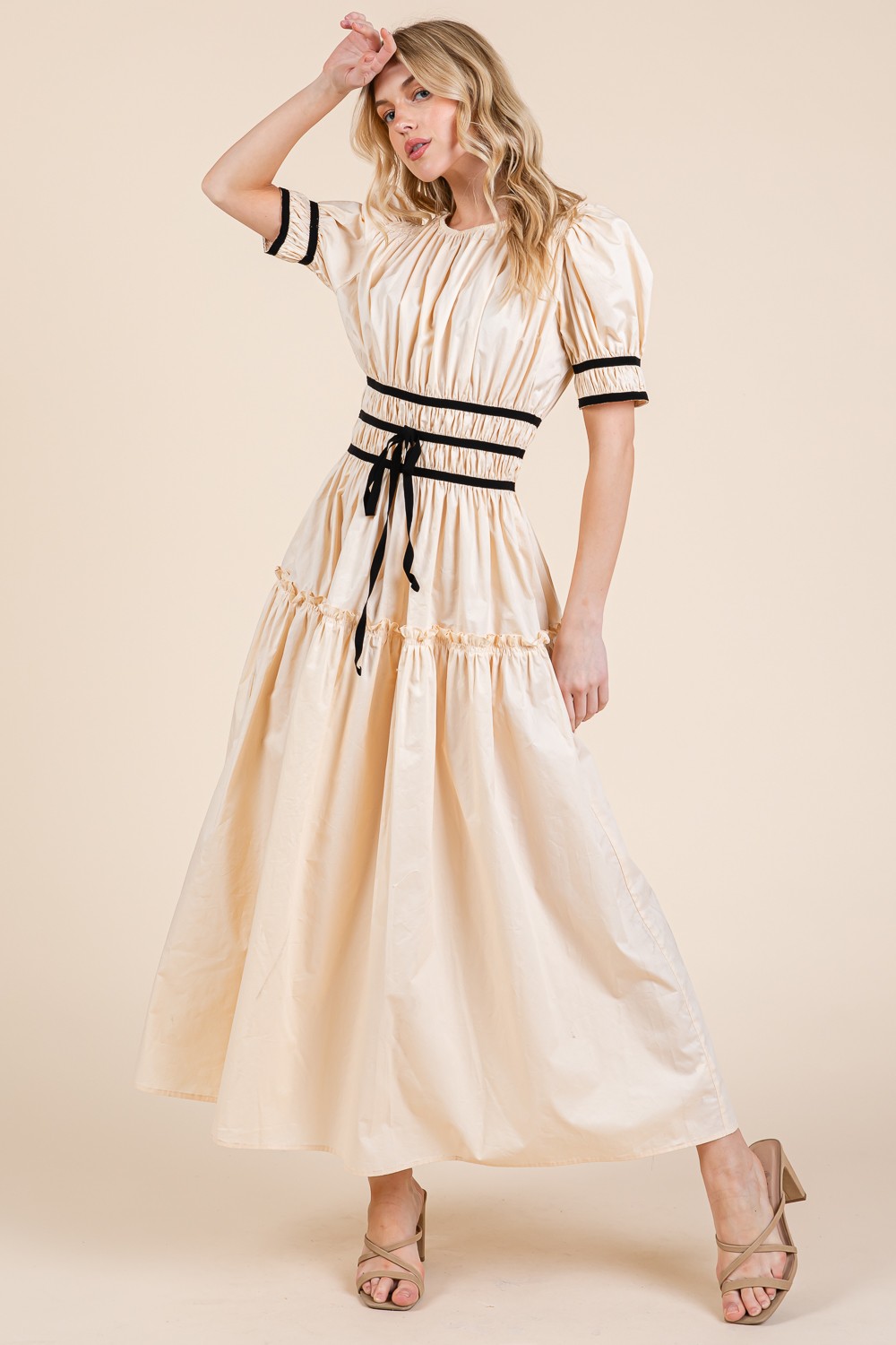 Piping Fit & Flare Maxi Dress (MD51608)