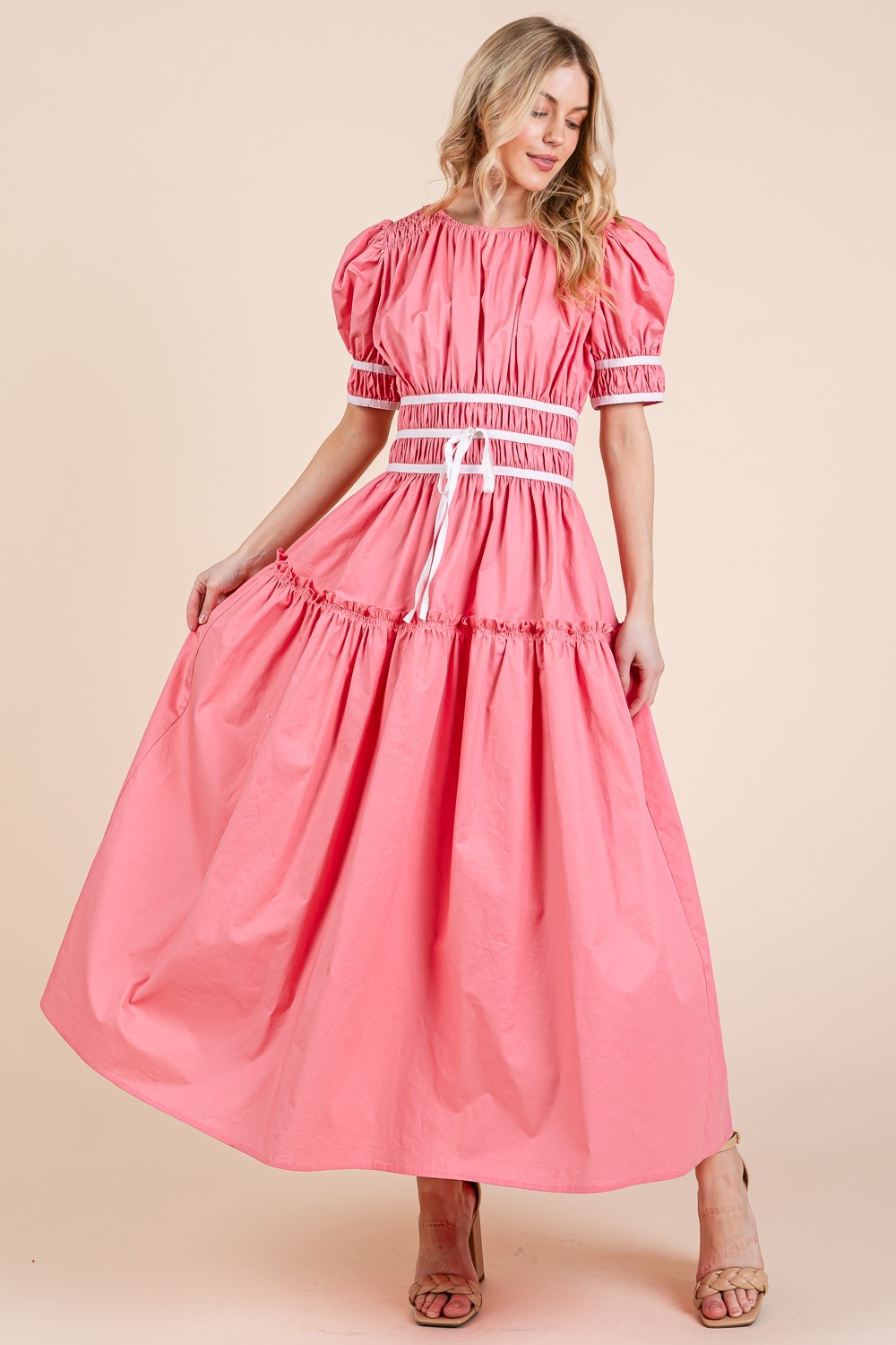 Piping Fit & Flare Maxi Dress (MD51608)