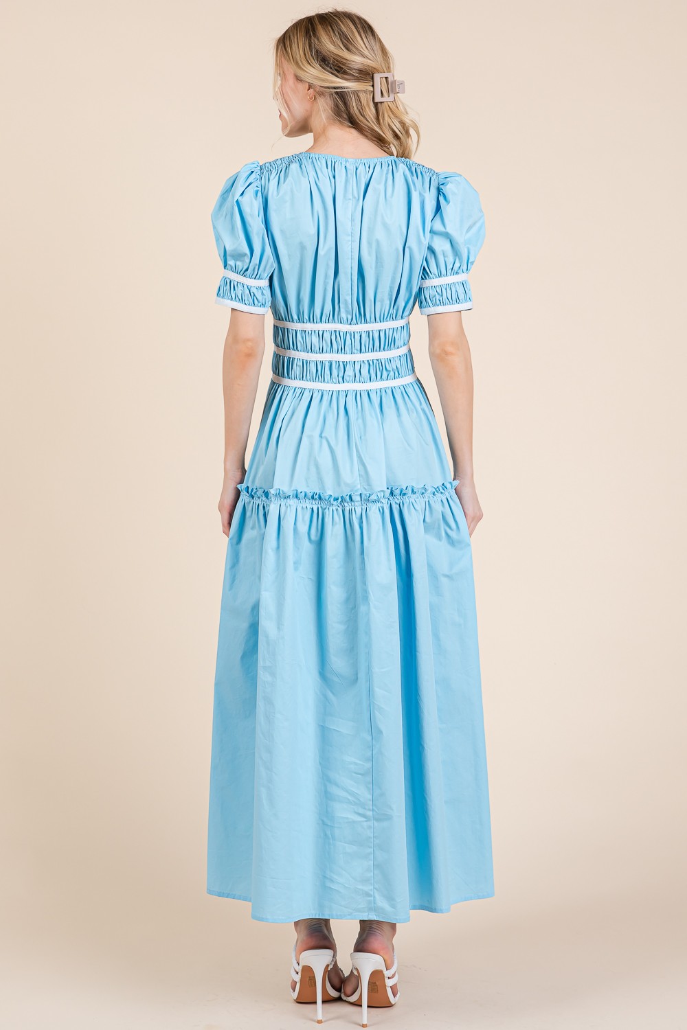 Piping Fit & Flare Maxi Dress (MD51608)