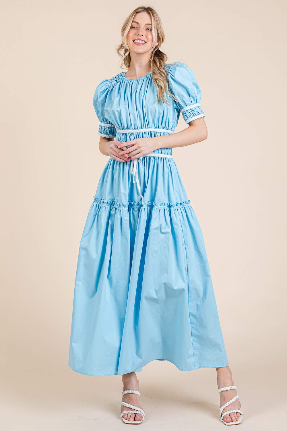 Piping Fit & Flare Maxi Dress (MD51608)