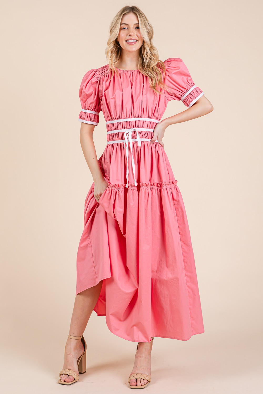 Piping Fit & Flare Maxi Dress (MD51608)