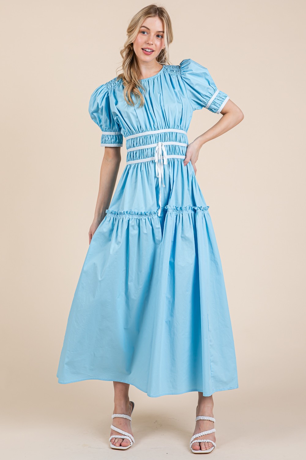 Piping Fit & Flare Maxi Dress (MD51608)