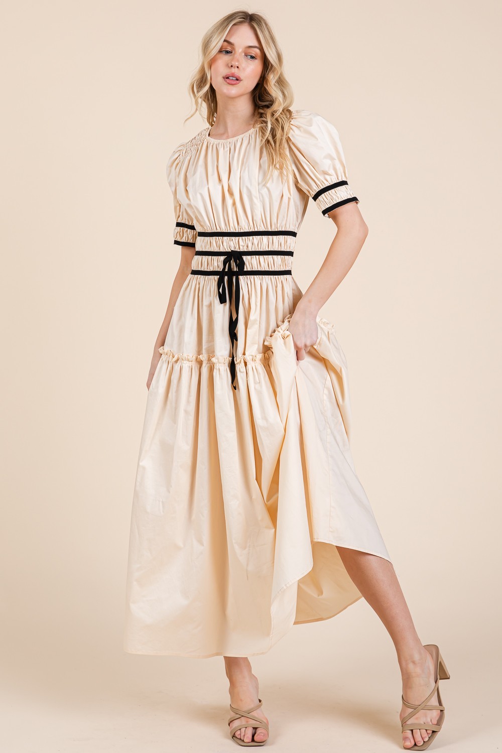 Piping Fit & Flare Maxi Dress (MD51608)