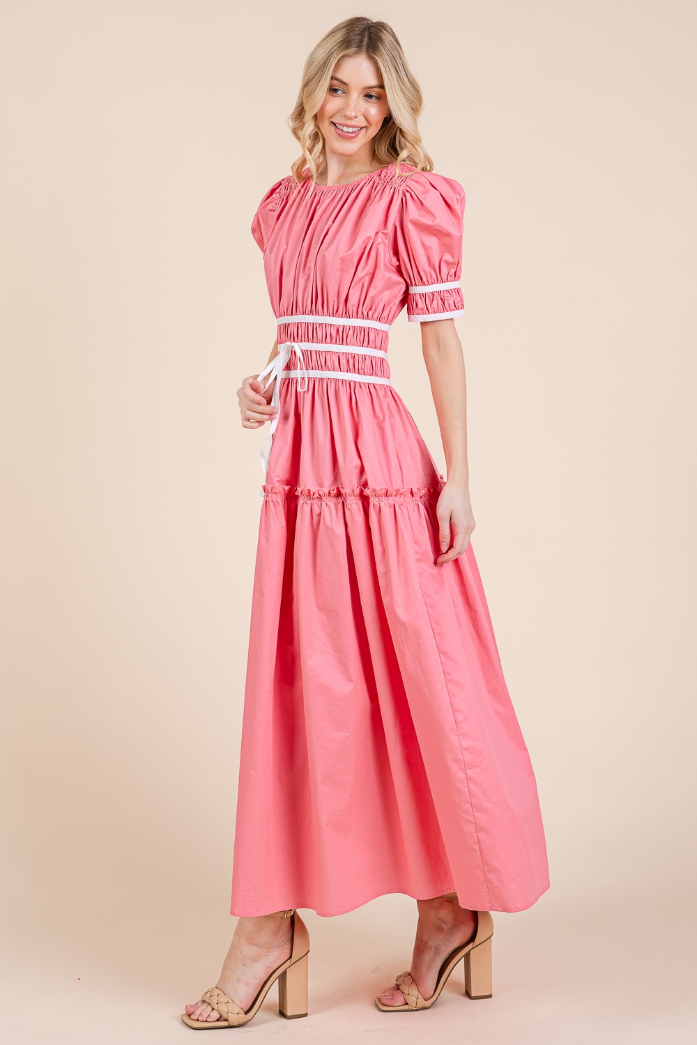 Piping Fit & Flare Maxi Dress (MD51608)